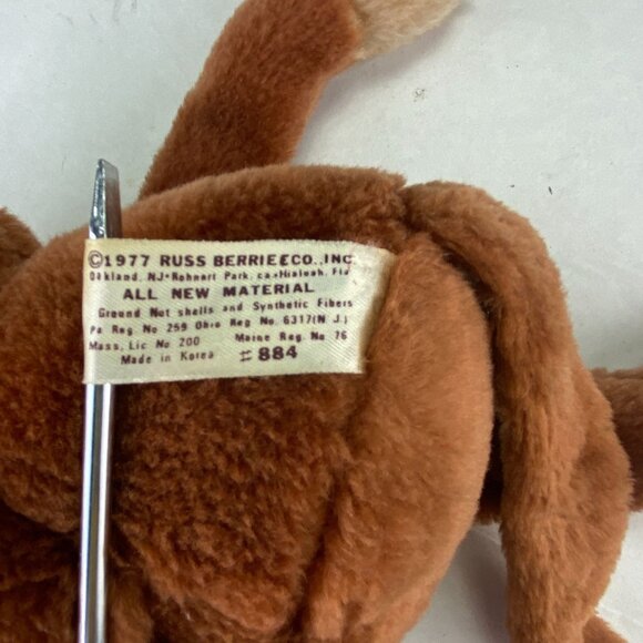 Vintage Russ Berrie 1977 Tonga Monkey Chimp Plush - Picture 8 of 9